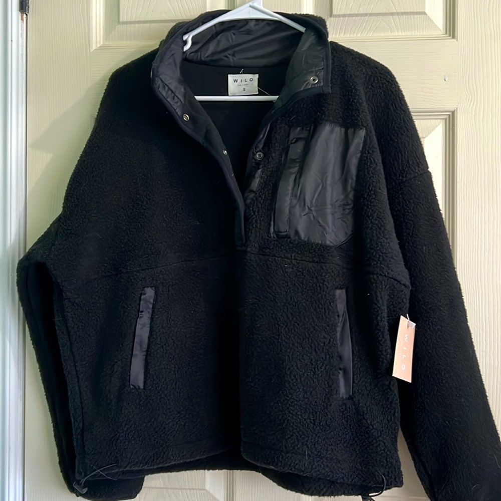NWT Wilo oversized cozy fleece half zip with pockets